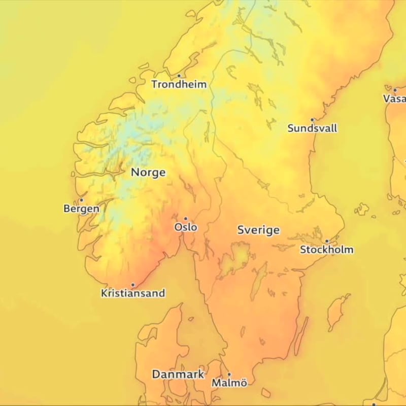 Her kan det bli 28 grader i helgen