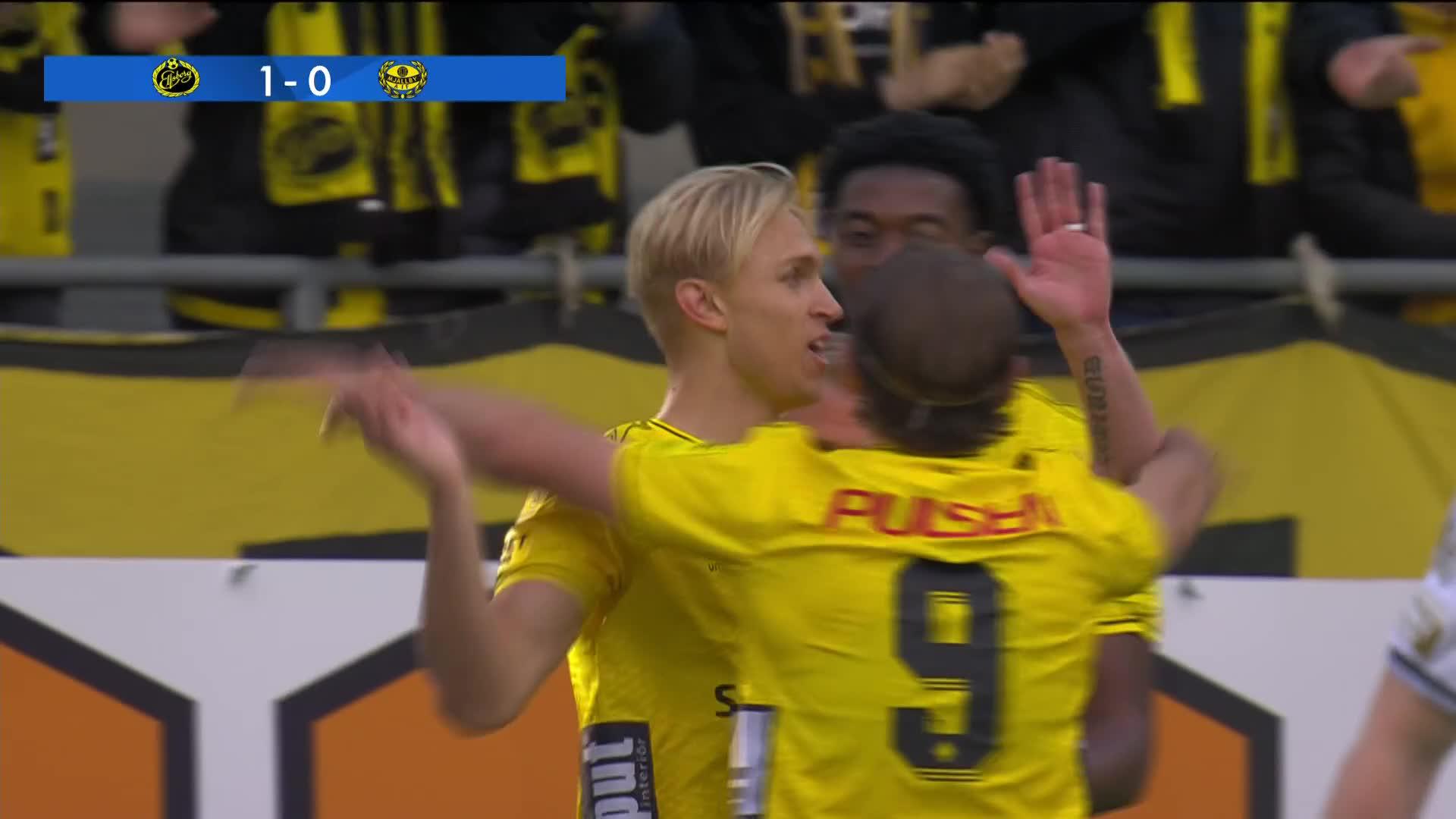 Leo Hakan Ostman med mål mot Mjällby