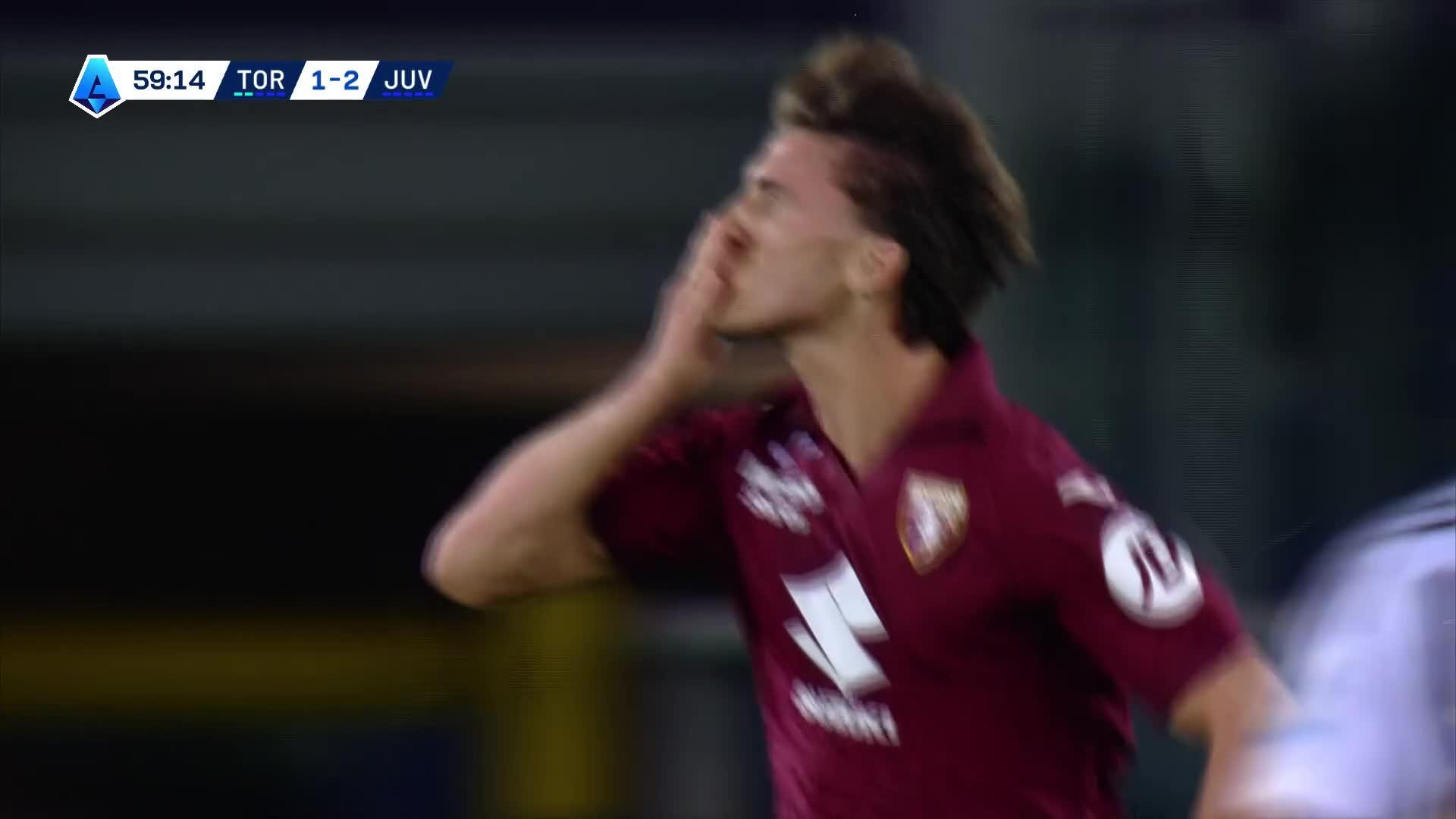 Cesare Casadei med mål mot Juventus