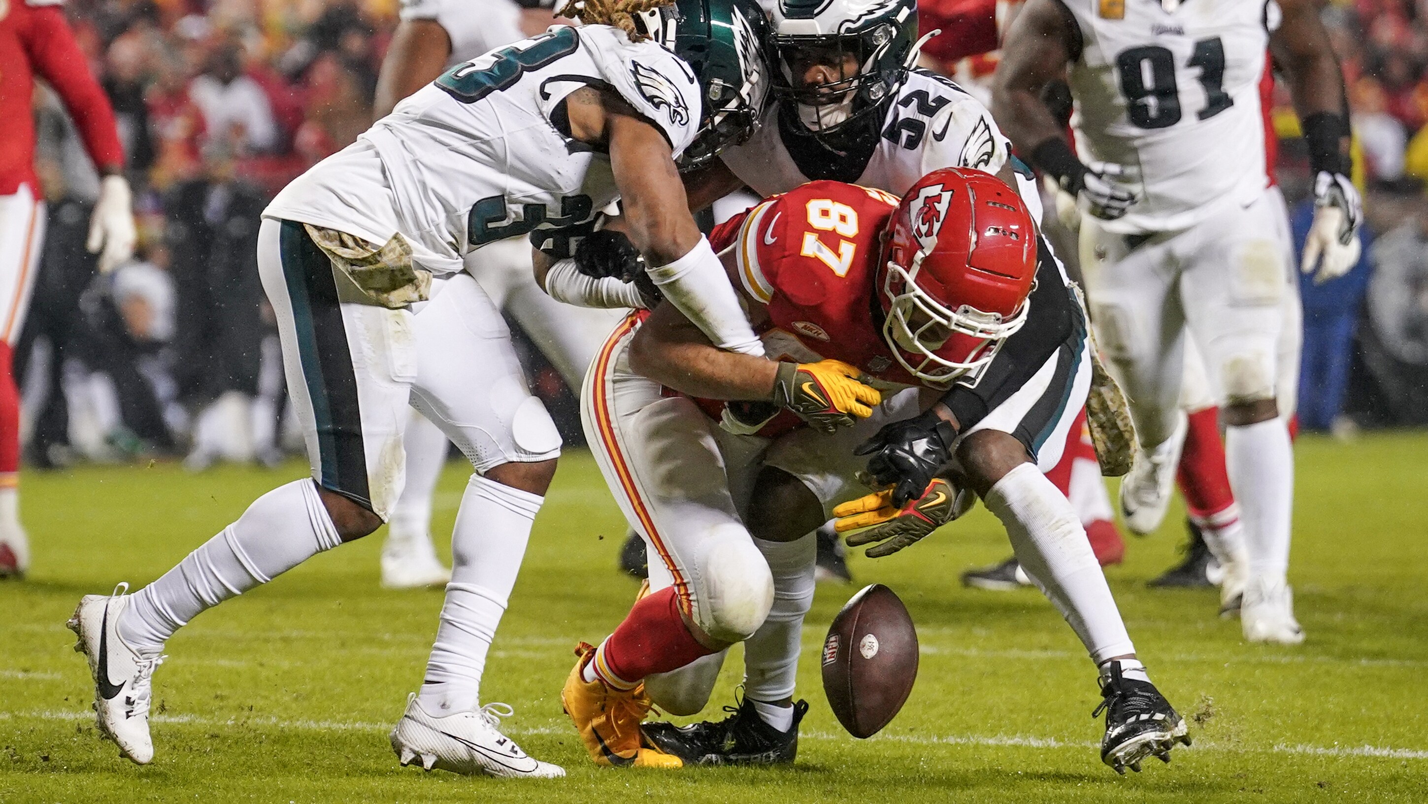 super bowl kelce fumble