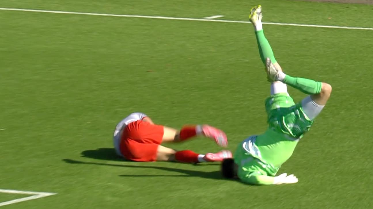 SE: Voldsom keepertakling i OBOS-ligaen