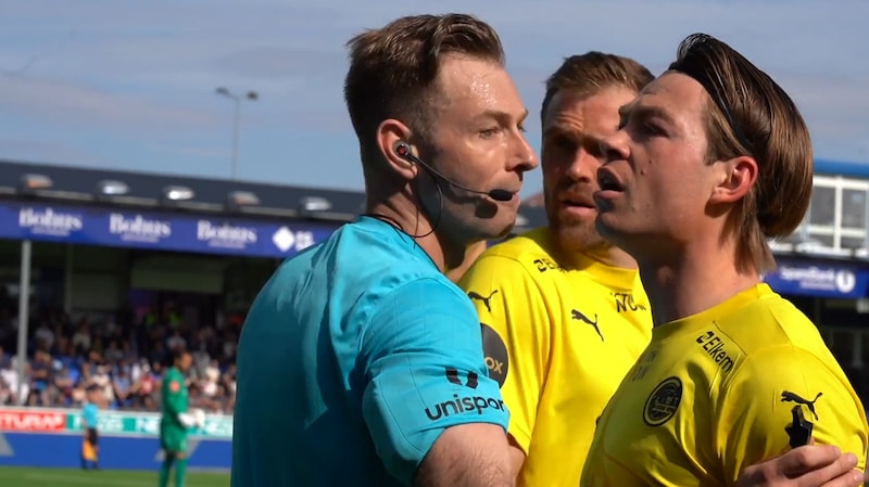 Patrick Berg reacts to homophobia during the match between Kristiansund and Bodø/Glimt in the Eliteserien