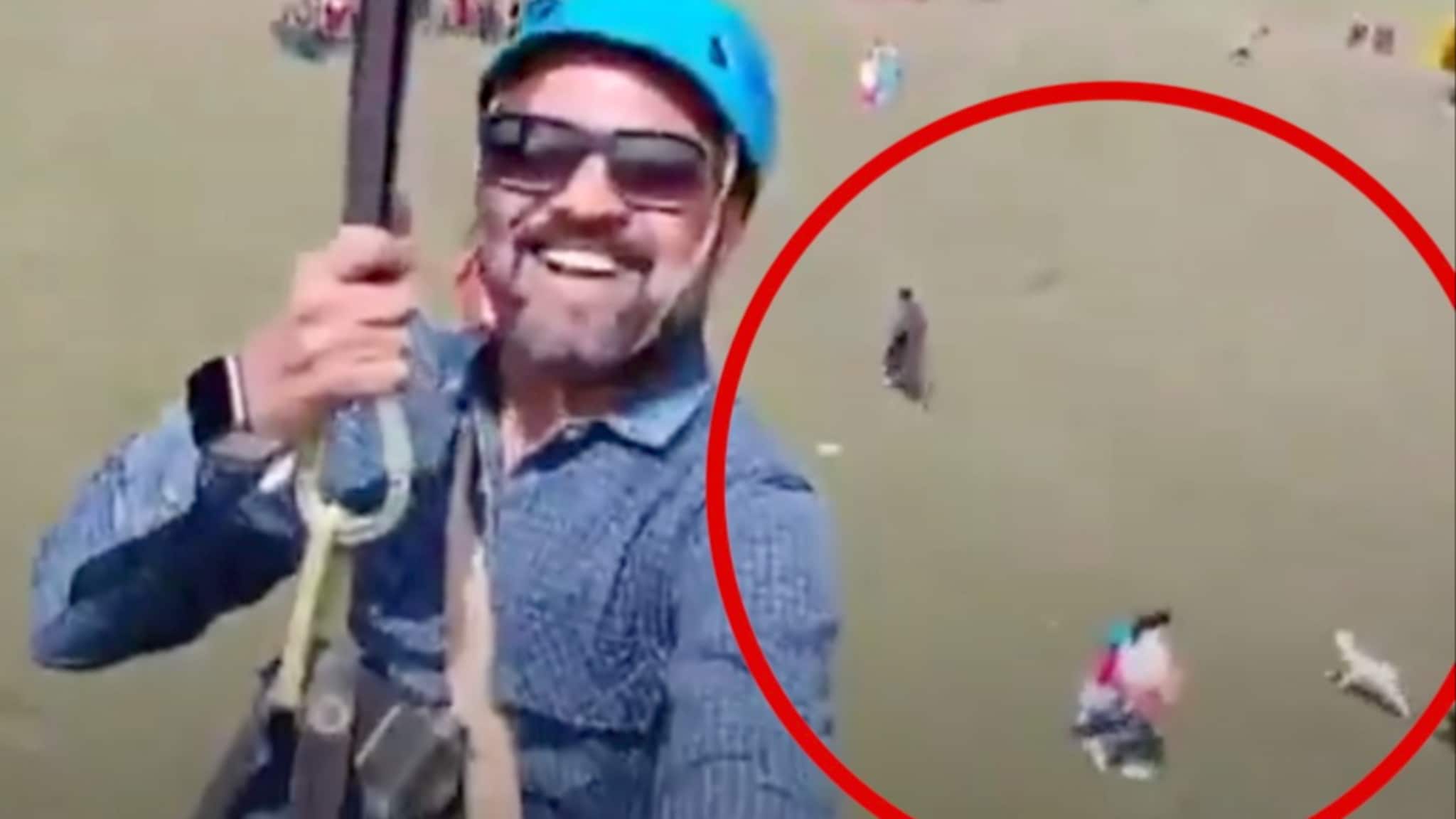 Filmer i ziplinen: Oppdager ikke massakren under seg